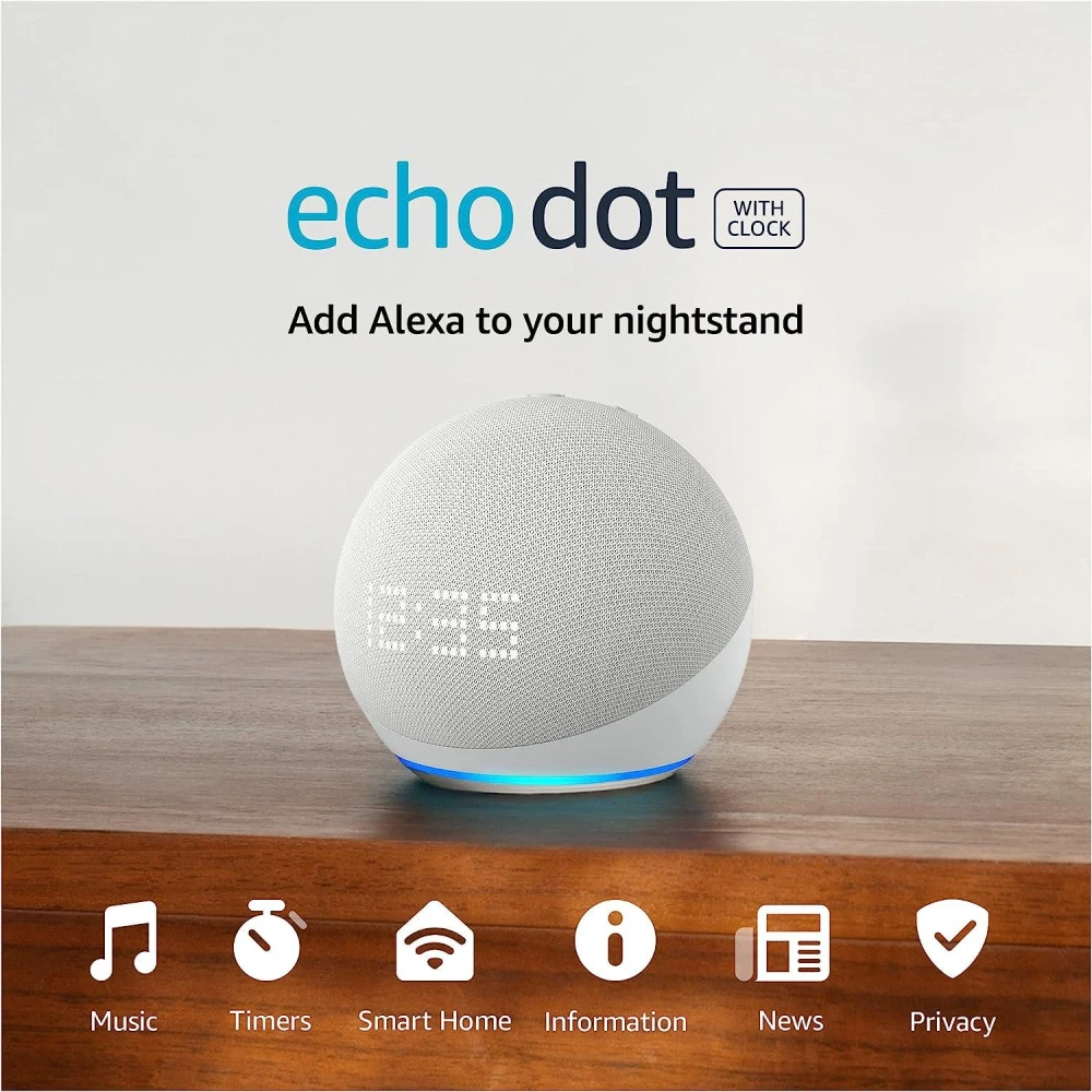 Смарт тонколона Amazon Echo Dot 5, B09B8vn8yq, Гласов асистент, Alexa, Часовник, Бяла