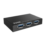 USB хъб D-Link DUB-1340/E със захранване, USB 3.0, Черен