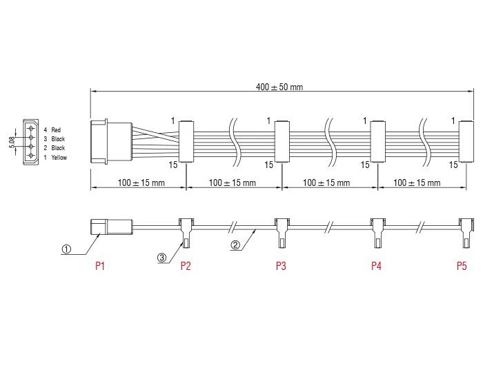 Кабел Power Molex 4 Pin  > 4 x SATA 15 Pin, 40cm