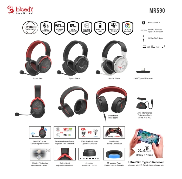Bloody МR-590 Wireless Red