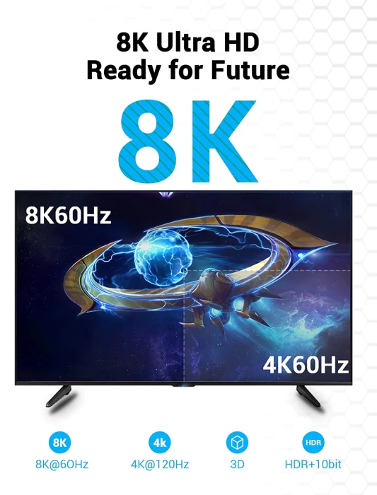 Vention Кабел HDMI v2.1 M / M 1m  - 8K Dolby Vision HDR - AANBF