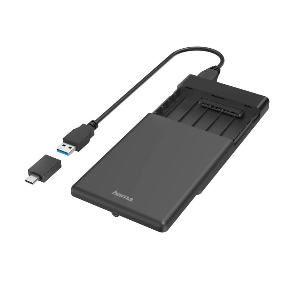 Чекмедже за твърд диск HAMA, 2.5", SSD, HDD, USB 3.2 Gen 1, SATA III, Черен