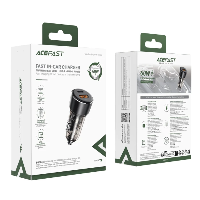 Acefast B12 Fast Charger Car PD3.0 60W