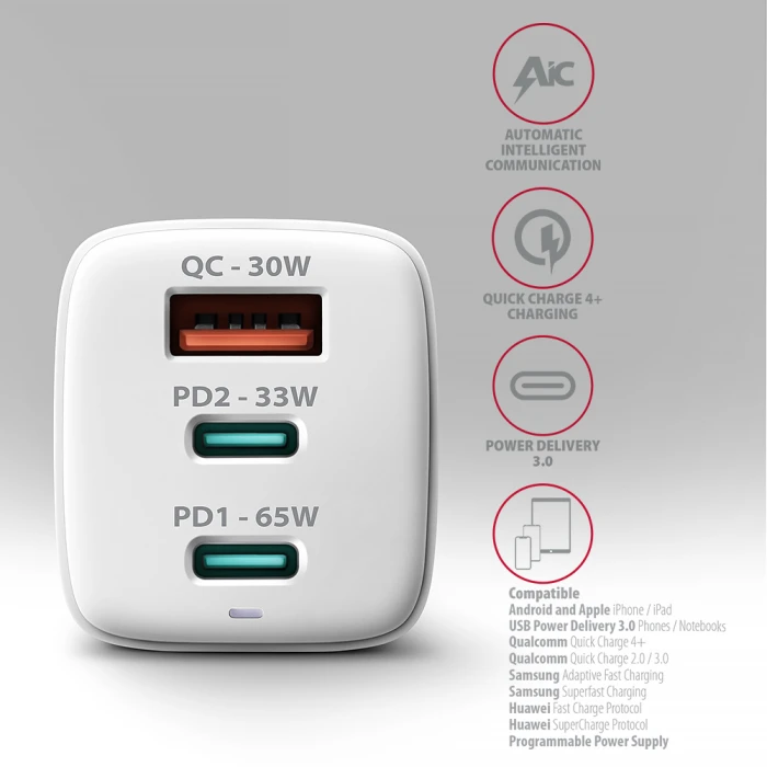 AXAGON ACU-DPQ65W PD3.0 & QC4+ 65W