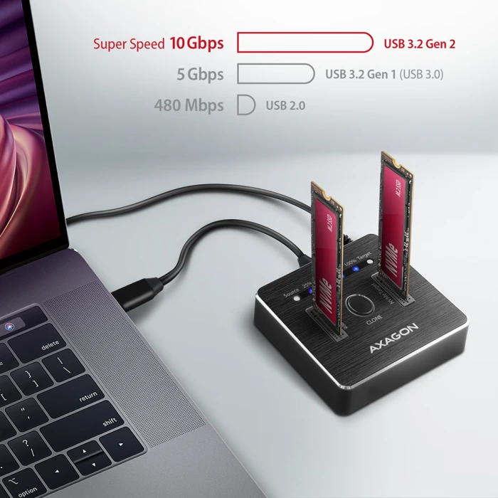 AXAGON ADSA-M2C dual M.2 NVMe dock