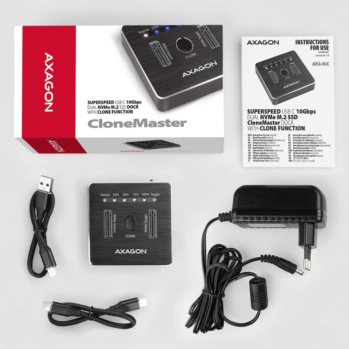 AXAGON ADSA-M2C dual M.2 NVMe dock