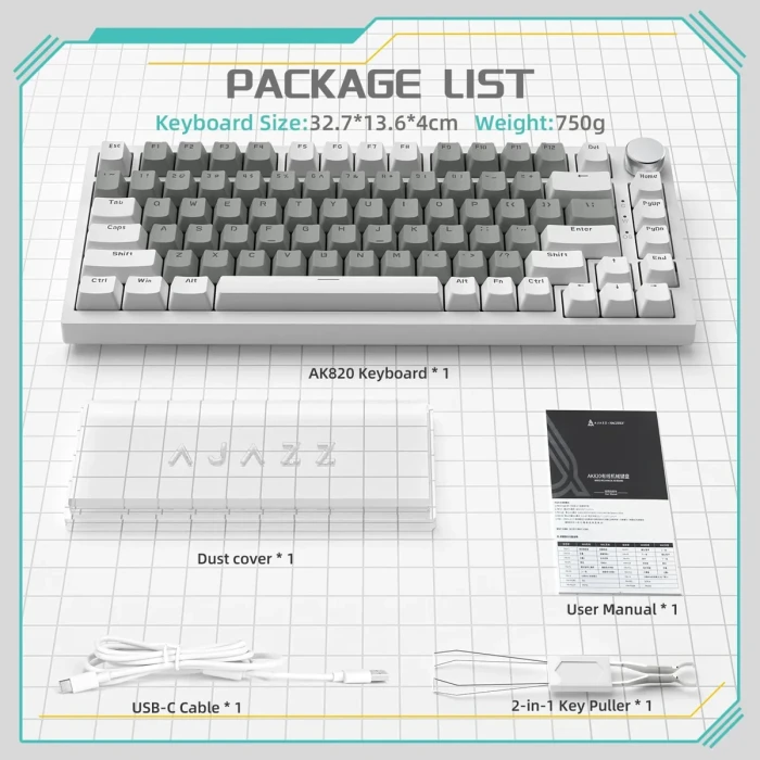 Ajazz AK820 White Light - Yellow Linear