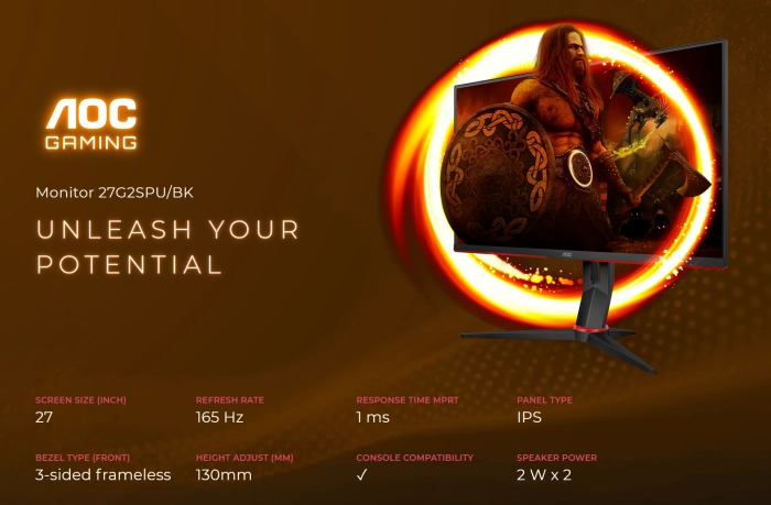 AOC 27G2SPU/BK 27" IPS 165Hz