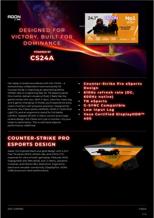AOC CS24A 24.1" TN eSports 610Hz