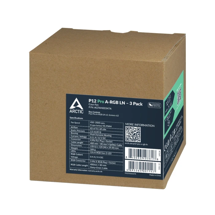 Arctic P12 Pro A-RGB LN Black - 3in1