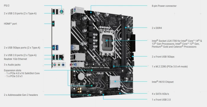 ASUS PRIME H610M-K ARGB DDR4