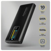 AXAGON 10Gbps M.2 NVMe USB-C with LCD