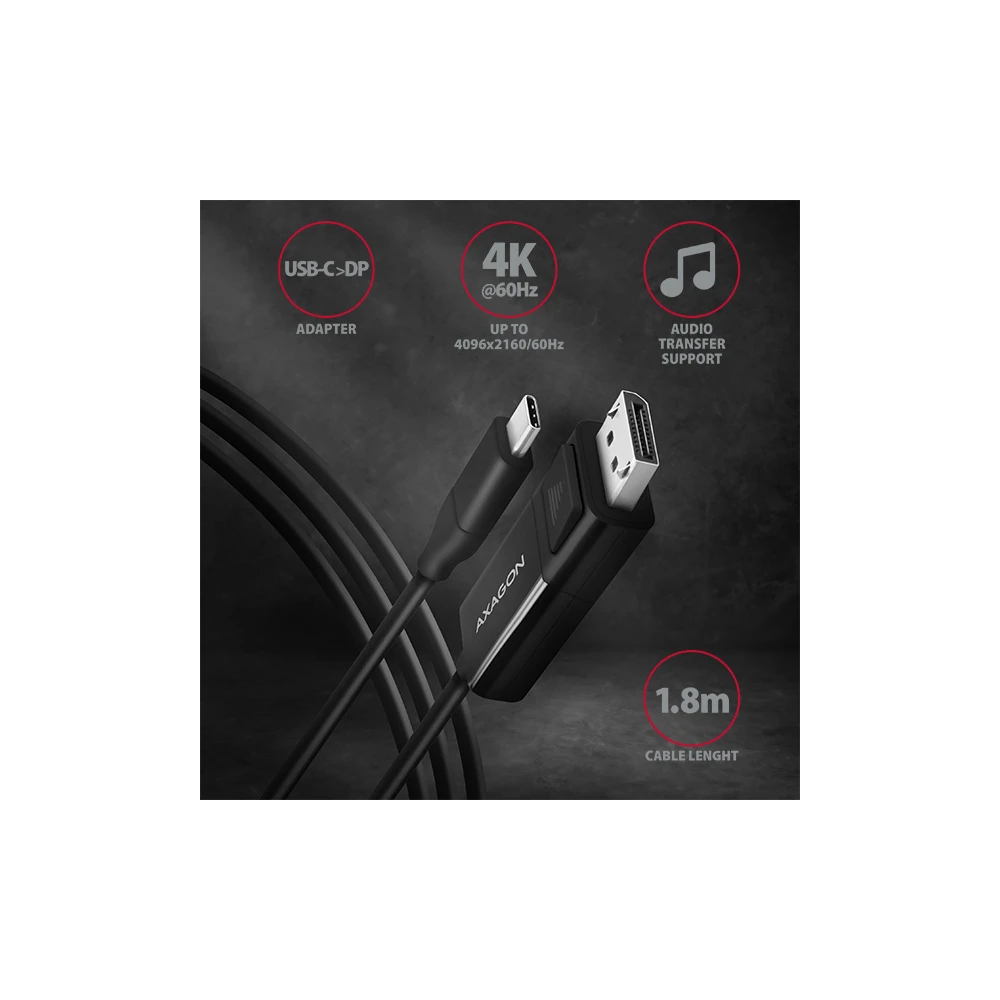 AXAGON Active USB-C to DisplayPort 1.8m