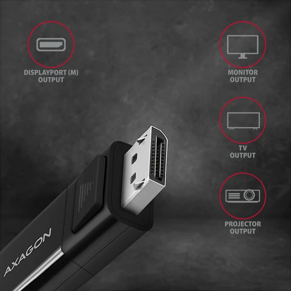 AXAGON Active USB-C to DisplayPort 1.8m