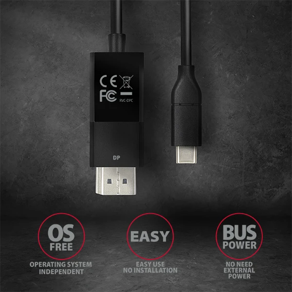 AXAGON Active USB-C to DisplayPort 1.8m