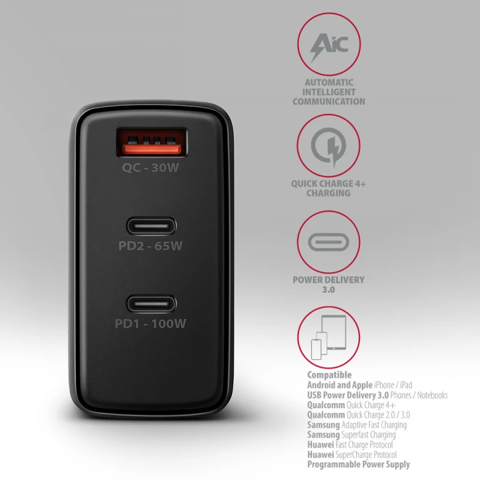 AXAGON ACU-DPQ100 PD3.0 & QC4+ 100W