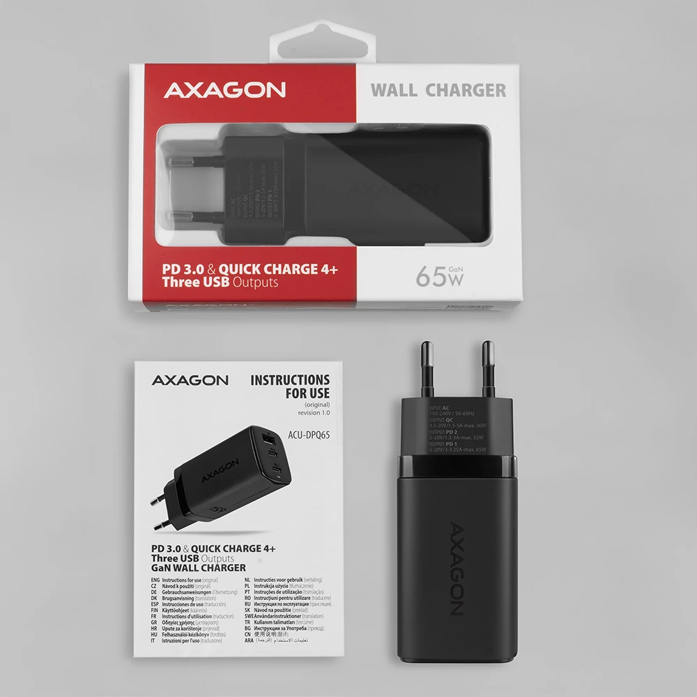 AXAGON ACU-DPQ65 PD3.0 & QC4+ 65W