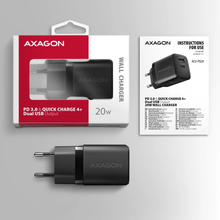 AXAGON ACU-PQ20 PD3.0 & QC4+ 20W