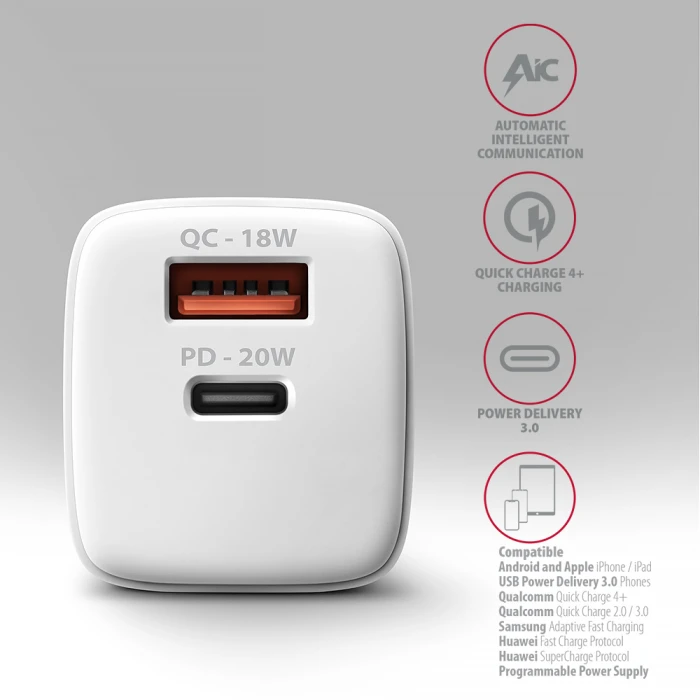 AXAGON ACU-PQ20W PD3.0 & QC4+ 20W