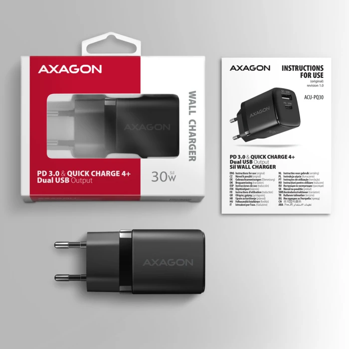 AXAGON ACU-PQ30W PD3.0 & QC4+ 30W