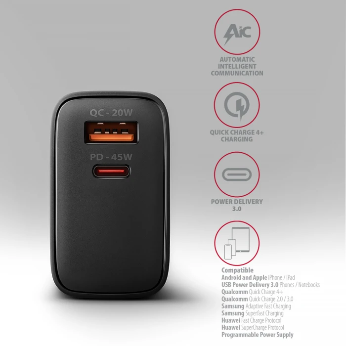 AXAGON ACU-PQ45 PD3.0 & QC4+ 45W