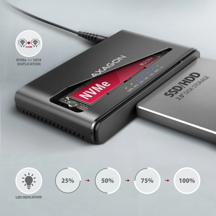 AXAGON ADSA-CC M.2 NVMe - SATA cloning