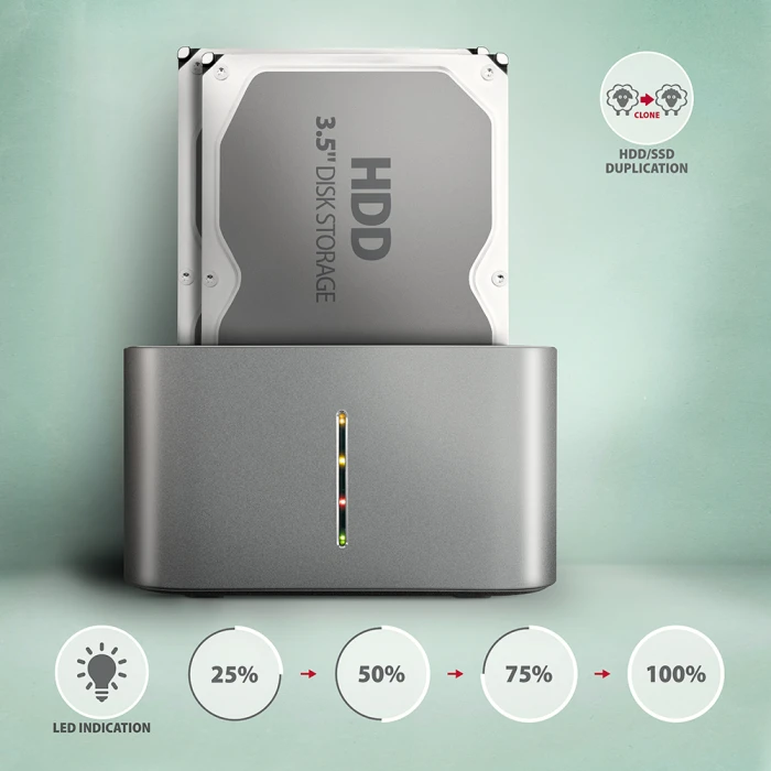 AXAGON ADSA-DC DUAL 2.5"/3.5" HDD/SSD