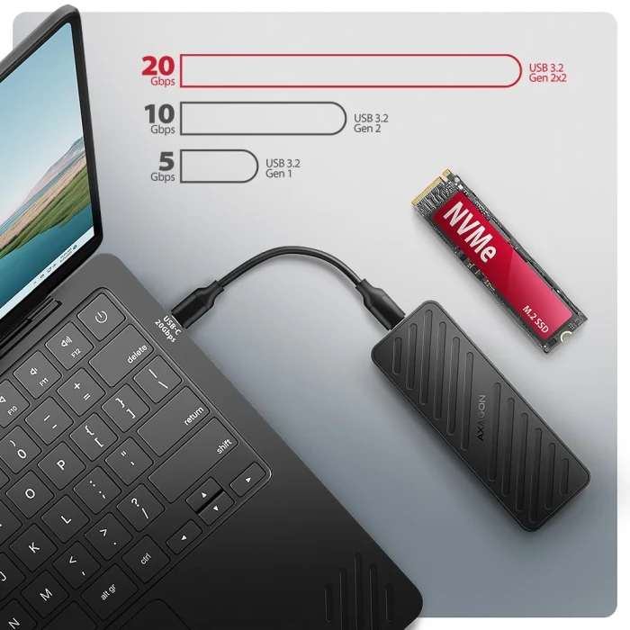 AXAGON ARMORED 20Gbps USB-C > NVMe