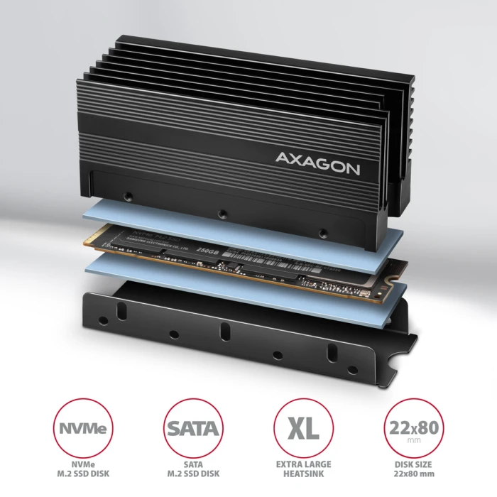 AXAGON CLR-M2XL heatsing M.2 SSD