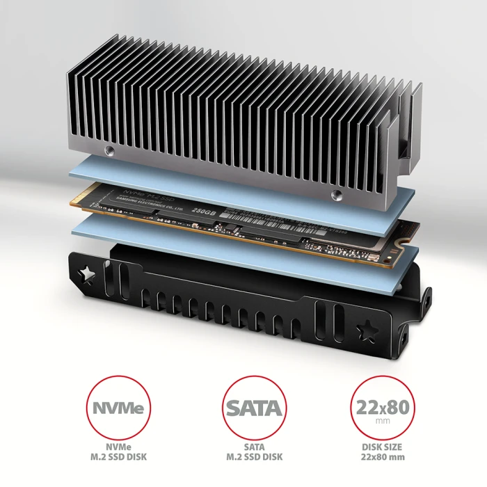 AXAGON CLR-M2XT heatsing M.2 SSD