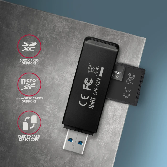 AXAGON CRE-S2N USB-A CARD READER