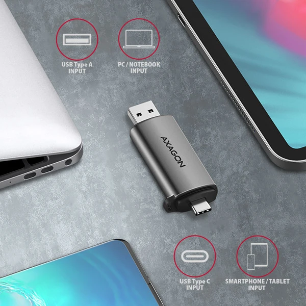 AXAGON CRE-SAC USB-C/A card reader