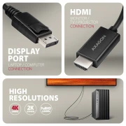 AXAGON DisplayPort > HDMI 4K/60Hz 1.8m
