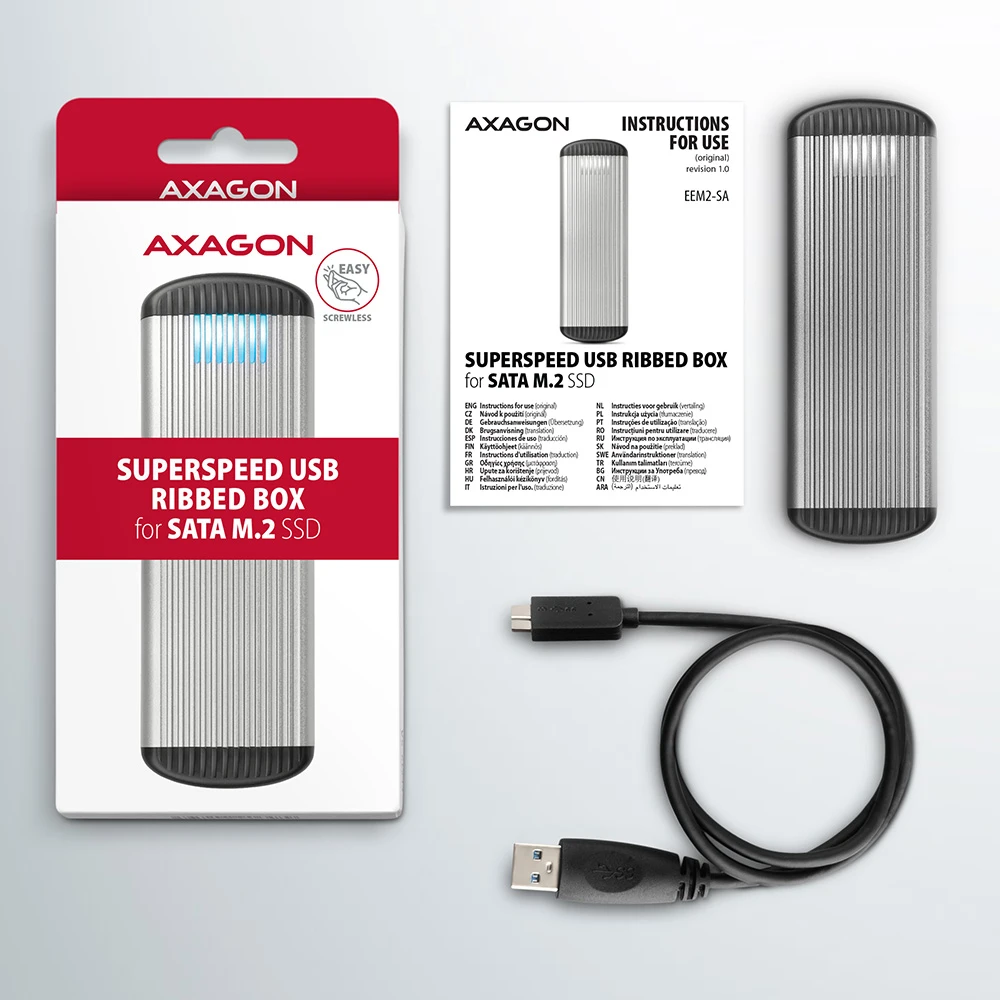 AXAGON EEM2-SA USB to M.2 SATA SSD