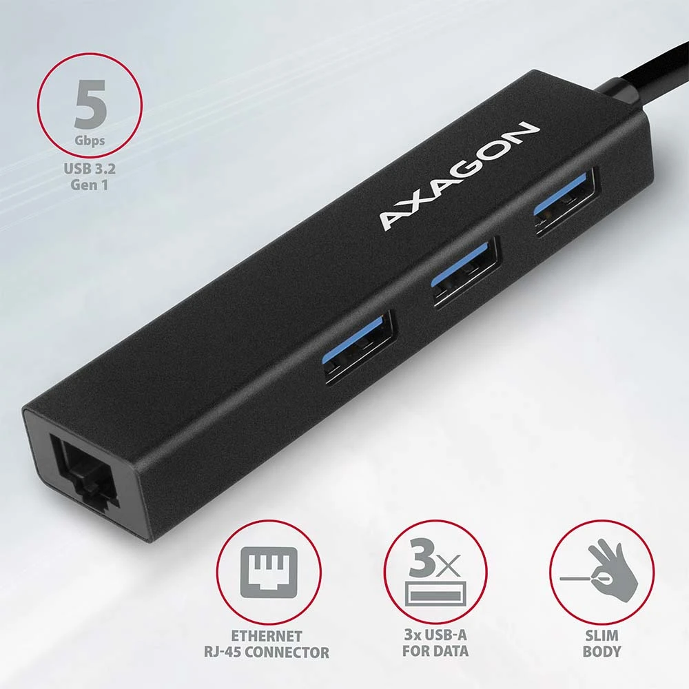 AXAGON HMA-GL3A USB hub + gigabit LAN