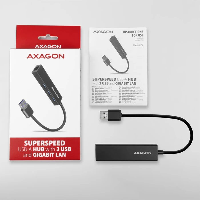 AXAGON HMA-GL3A USB hub + gigabit LAN