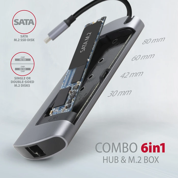 AXAGON HMC-6M2 USB-C 6in1 hub