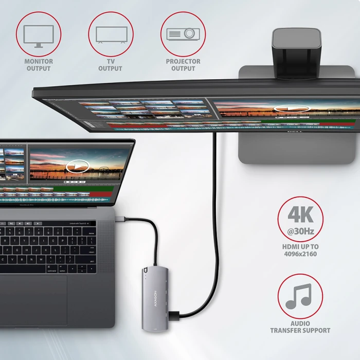 AXAGON HMC-6M2 USB-C 6in1 hub
