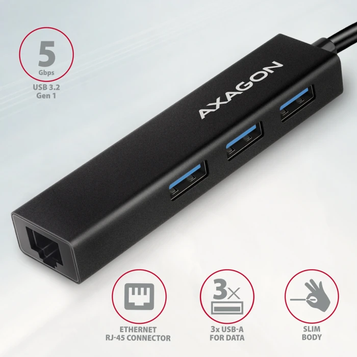 AXAGON HMC-GL3A USB-C hub + gigabit LAN