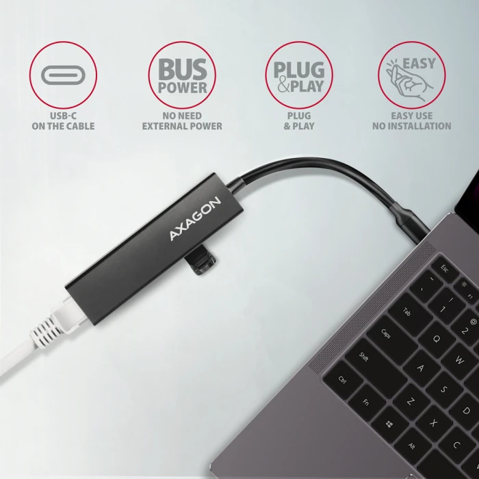 AXAGON HMC-GL3A USB-C hub + gigabit LAN