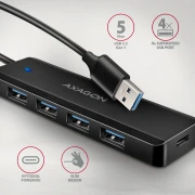 AXAGON HUE-C1A 4 x USB 3.2 Gen 1  hub