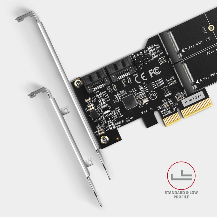 AXAGON PCES-SA4M2 2xSATA + 2xSATA M.2