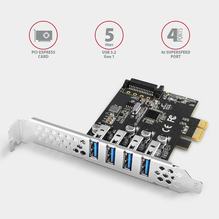 AXAGON PCEU-43RS PCIe 4 x USB 3.2 Gen 1