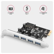 AXAGON PCIe controller 4 x USB-A 5Gbps