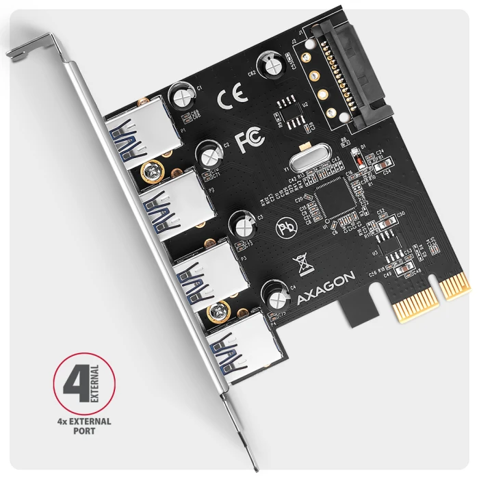 AXAGON PCIe controller 4 x USB-A 5Gbps