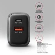 AXAGON PD3.0 & QC4+ LCD display 67W