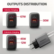AXAGON PD3.0 & QC4+ LCD display 67W