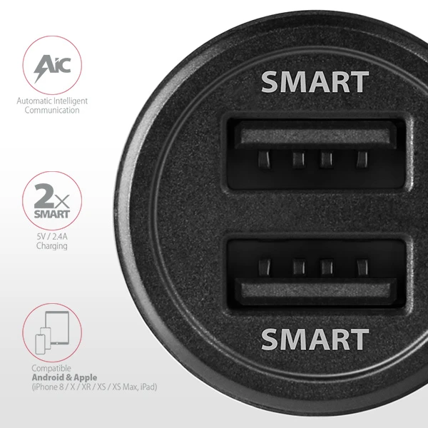 AXAGON PWC-5V5 2.4A + 2.4A car charger 24W