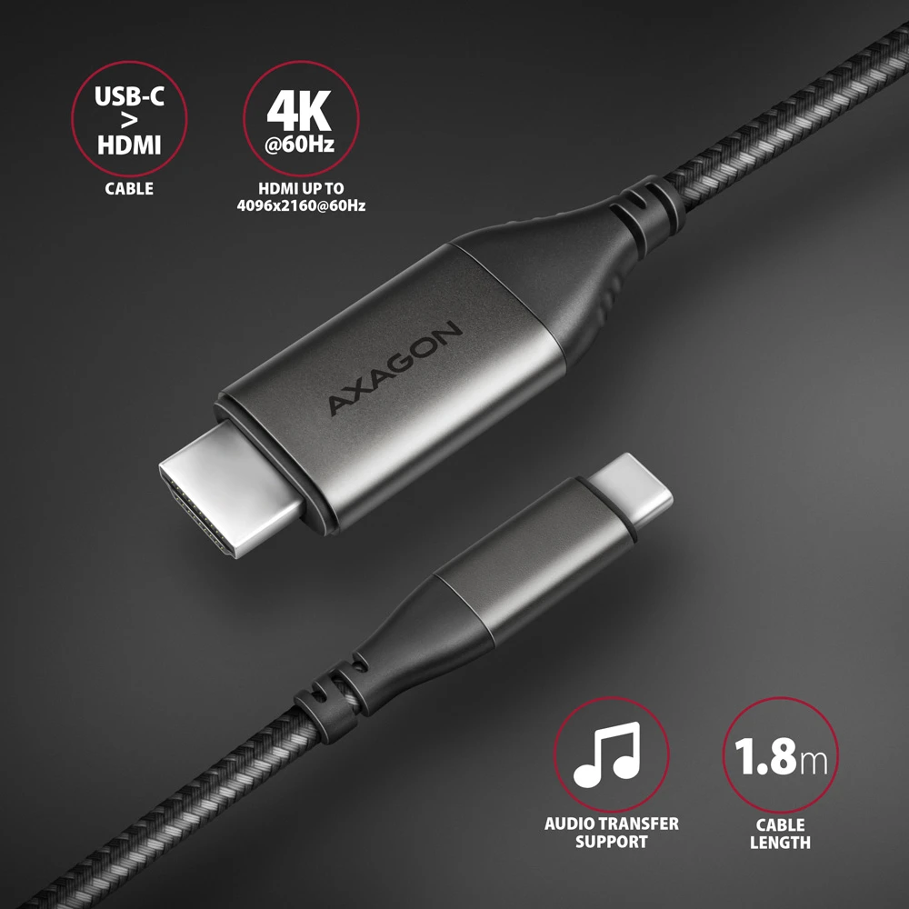 AXAGON RVC-HI2MC USB-C > HDMI 2.0 1.8m