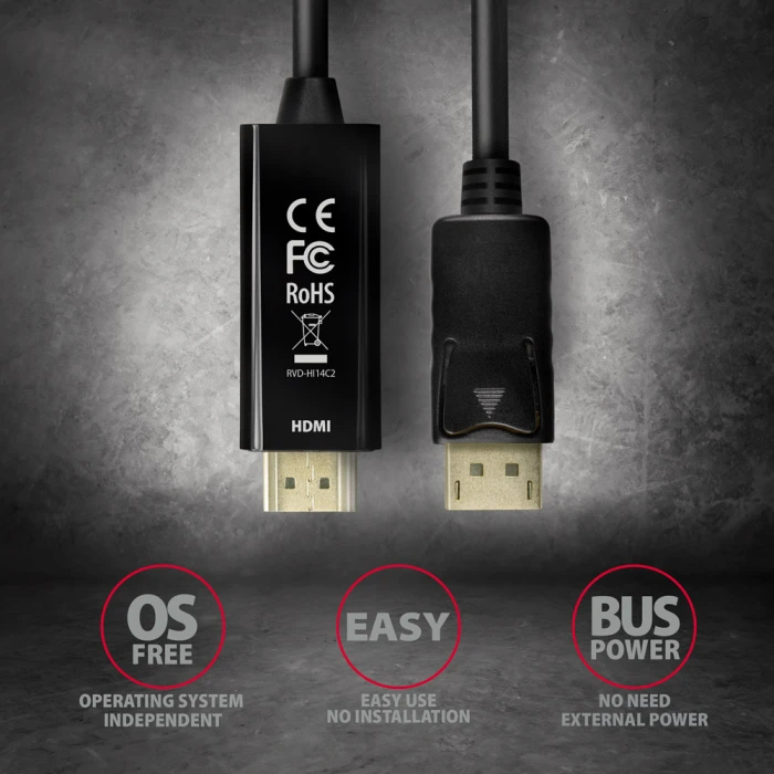 AXAGON RVD-HI14C2 DisplayPort > HDMI 1.8m 4K/30Hz